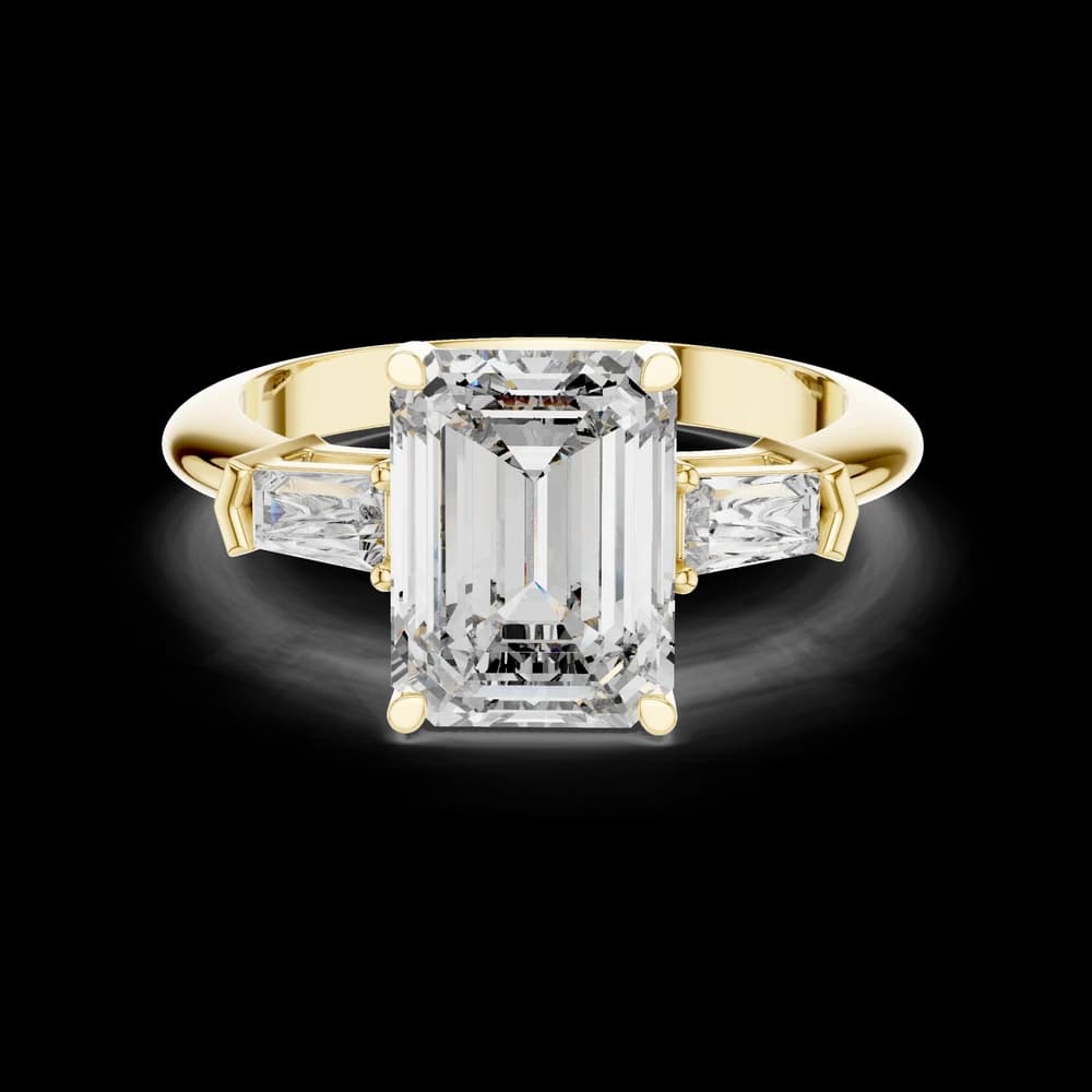 Emerald Cut 3-Stone Lab-Grown Diamond Crown Ring - Image 3 Emerald Cut 3-Stone Lab-Grown Diamond Crown Ring , view 3 of 6