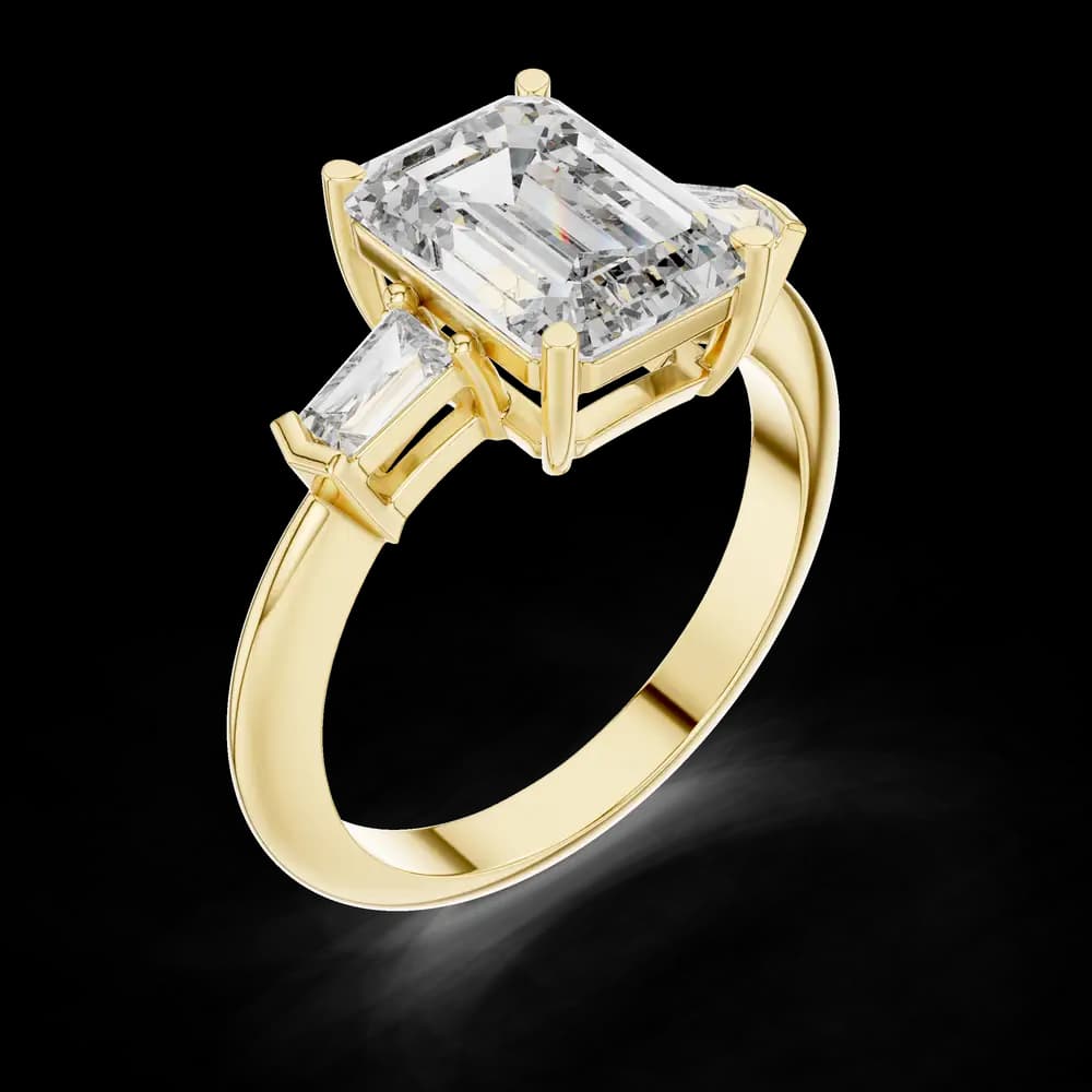 Emerald Cut 3-Stone Lab-Grown Diamond Crown Ring - Image 5 Emerald Cut 3-Stone Lab-Grown Diamond Crown Ring , view 5 of 6