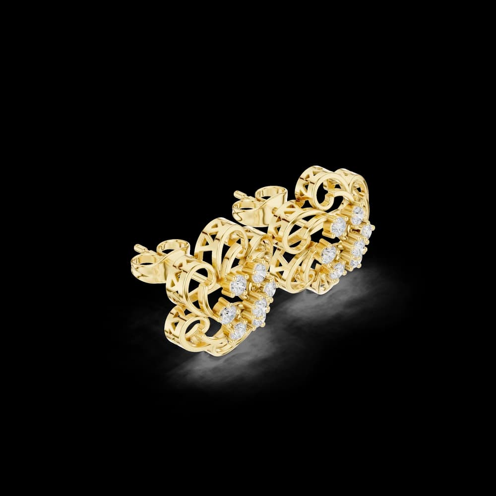 Lunar Crescent Lab Grown Diamond Earrings Hoops - Image 4 Lunar Crescent Lab Grown Diamond Earrings Hoops, view 4 of 6