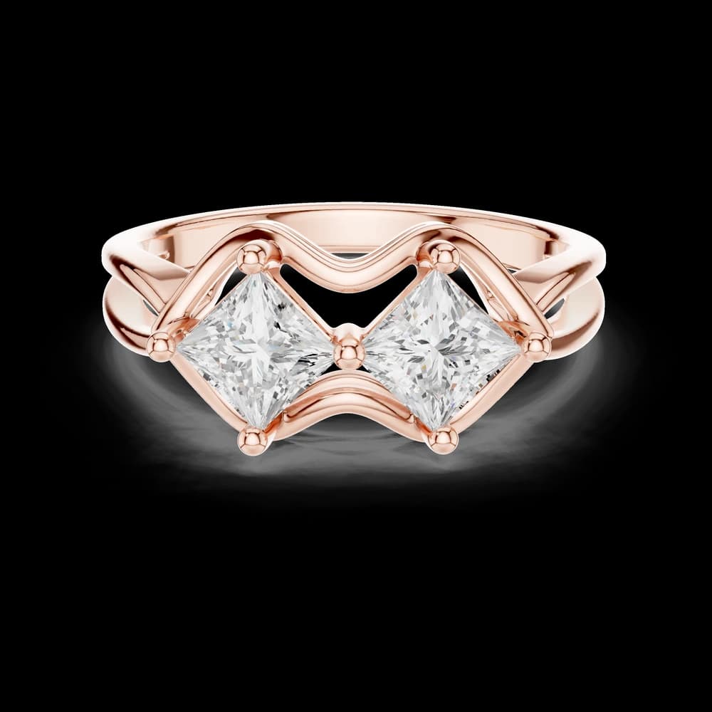 Dual Princess Cut Kite Set Diamond Ring - Image 1 Dual Princess Cut Kite Set Diamond Ring, view 1 of 6