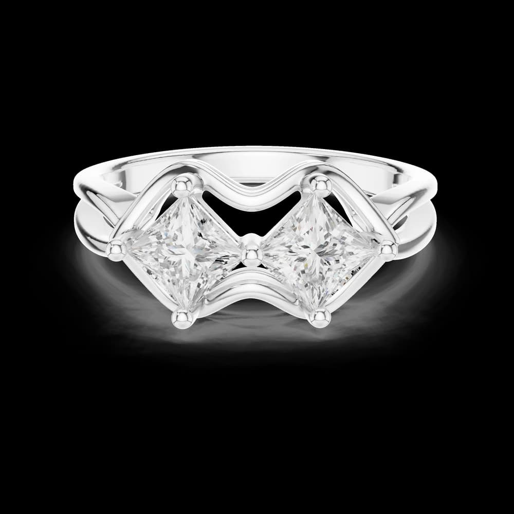 Dual Princess Cut Kite Set Diamond Ring - Image 2 Dual Princess Cut Kite Set Diamond Ring, view 2 of 6