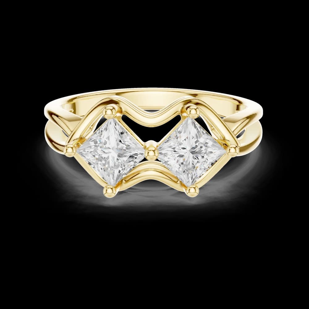 Dual Princess Cut Kite Set Diamond Ring - Image 3 Dual Princess Cut Kite Set Diamond Ring, view 3 of 6