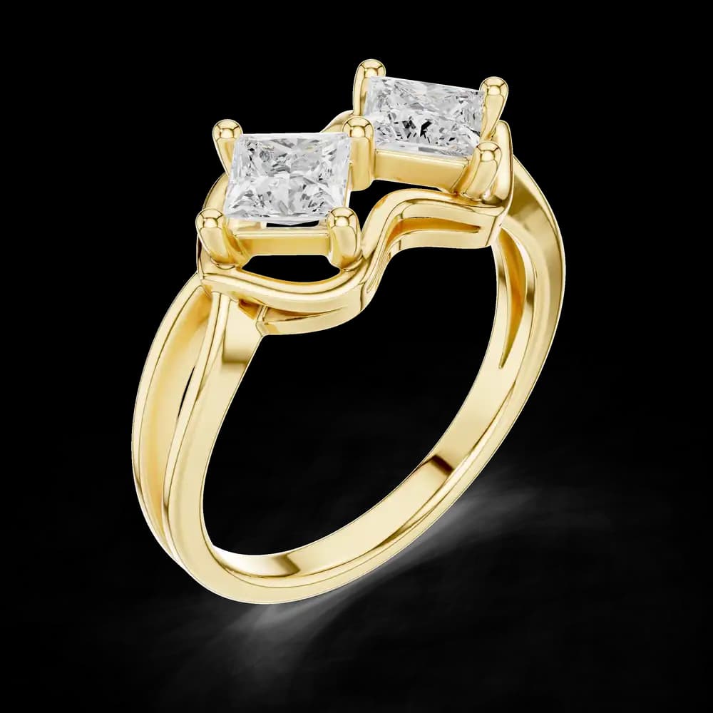 Dual Princess Cut Kite Set Diamond Ring - Image 5 Dual Princess Cut Kite Set Diamond Ring, view 5 of 6