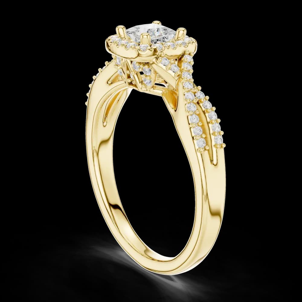 Princess Halo Twisted Pavé Lab Grown Diamond Ring - Image 4 Princess Halo Twisted Pavé Lab Grown Diamond Ring, view 4 of 6