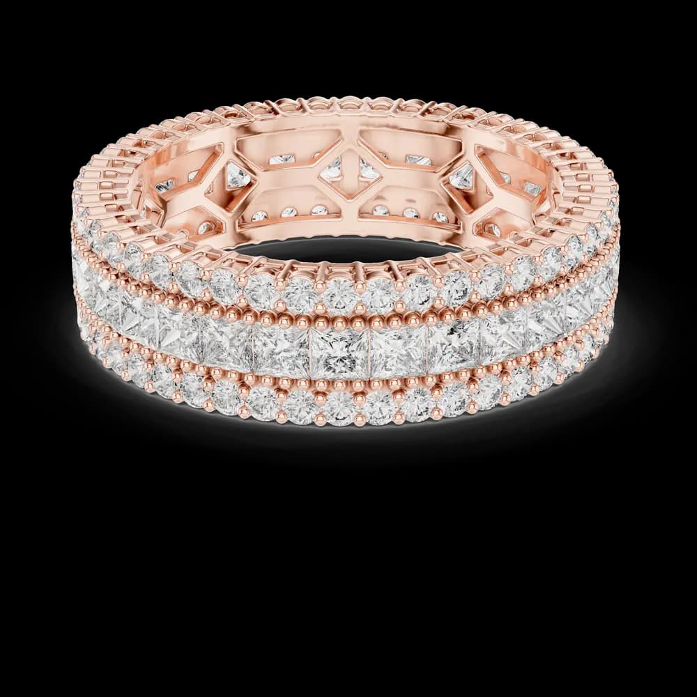 Three-Row Princess & Round Diamond Band - Image 1 Three-Row Princess & Round Diamond Band, view 1 of 6