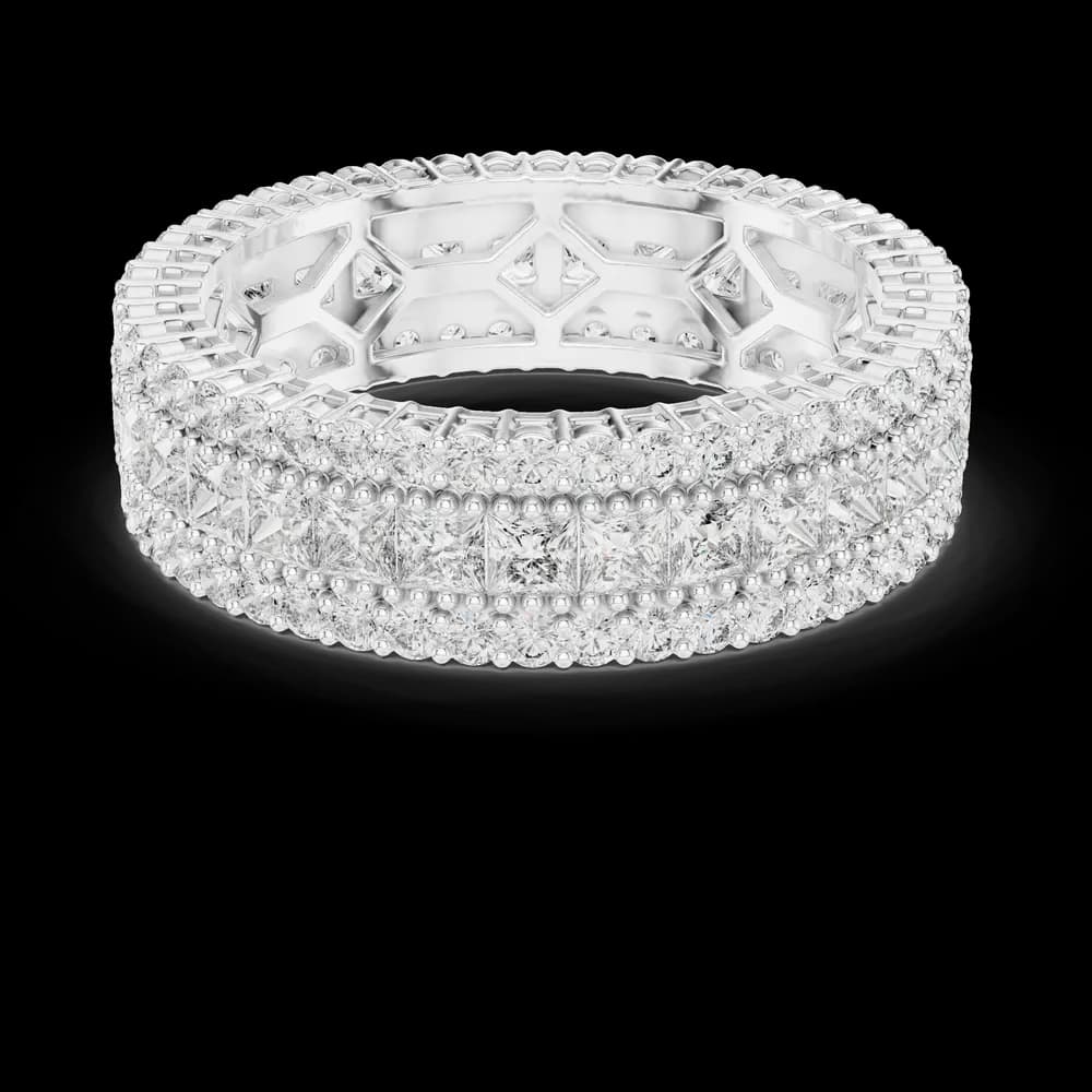 Three-Row Princess & Round Diamond Band - Image 2 Three-Row Princess & Round Diamond Band, view 2 of 6