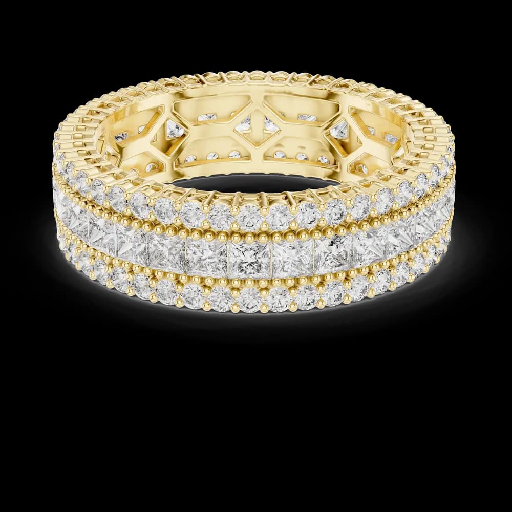 Three-Row Princess & Round Diamond Band - Image 3 Three-Row Princess & Round Diamond Band, view 3 of 6