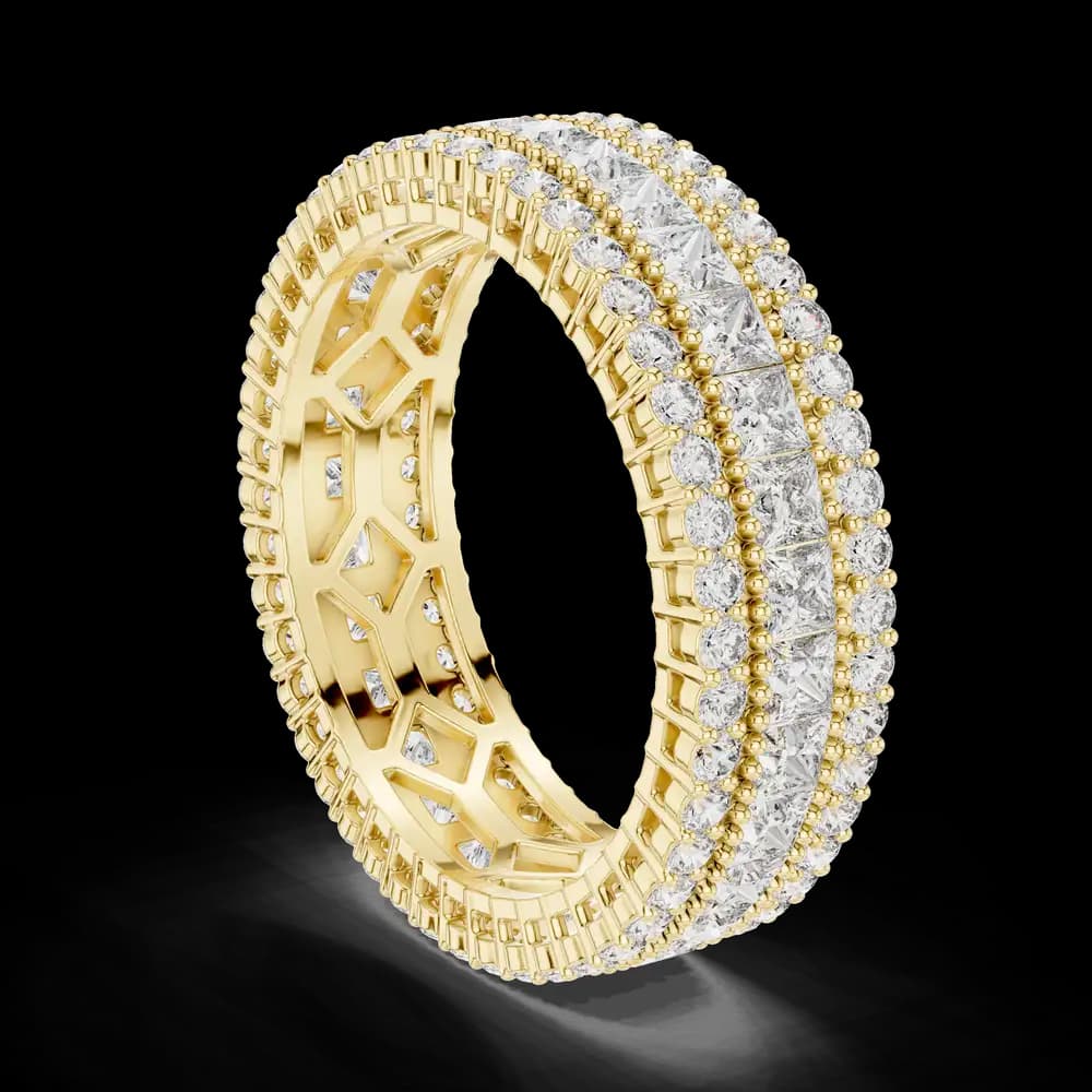 Three-Row Princess & Round Diamond Band - Image 4 Three-Row Princess & Round Diamond Band, view 4 of 6