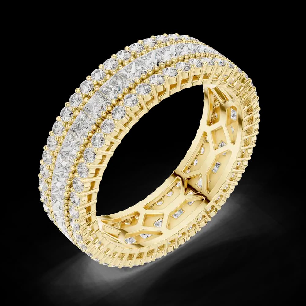 Three-Row Princess & Round Diamond Band - Image 5 Three-Row Princess & Round Diamond Band, view 5 of 6
