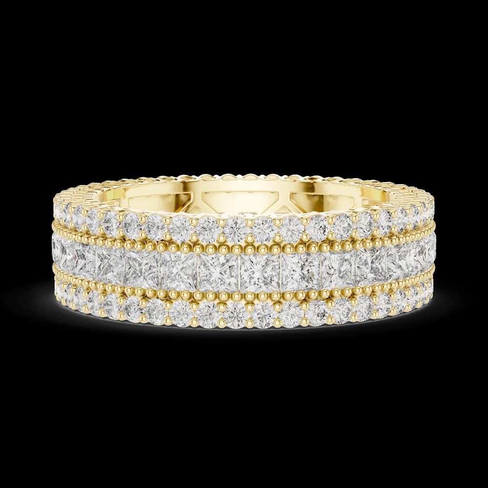 Three-Row Princess & Round Diamond Band - Image 6 Three-Row Princess & Round Diamond Band, view 6 of 6