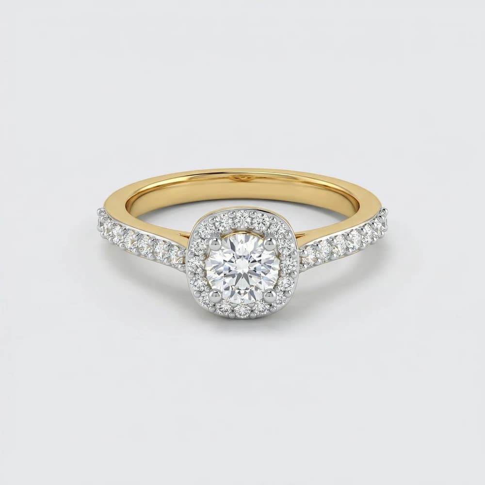Classic Halo Pave Lab Grown Diamond Ring - Image 1 Classic Halo Pave Lab Grown Diamond Ring, view 1 of 2