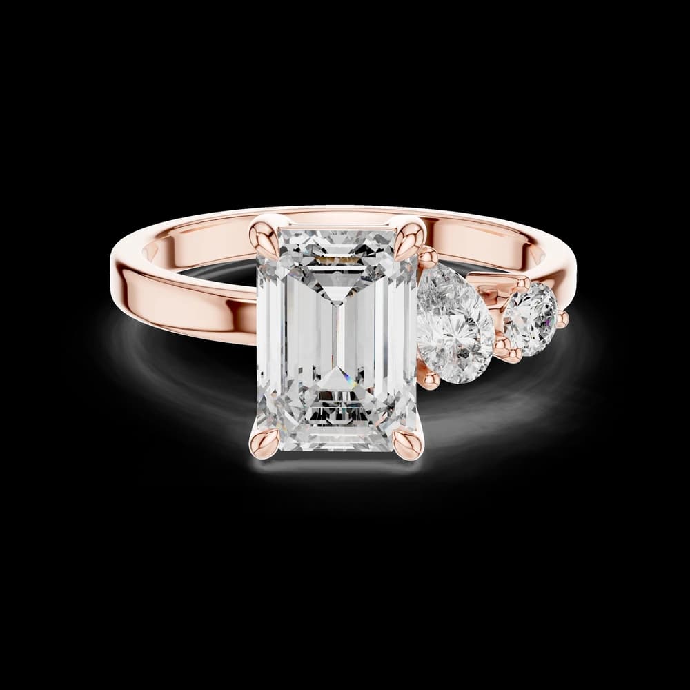 Modern Multi-Shape Side Stone Emerald Cut Lab Grown Diamond Ring - Image 1 Modern Multi-Shape Side Stone Emerald Cut Lab Grown Diamond Ring, view 1 of 5