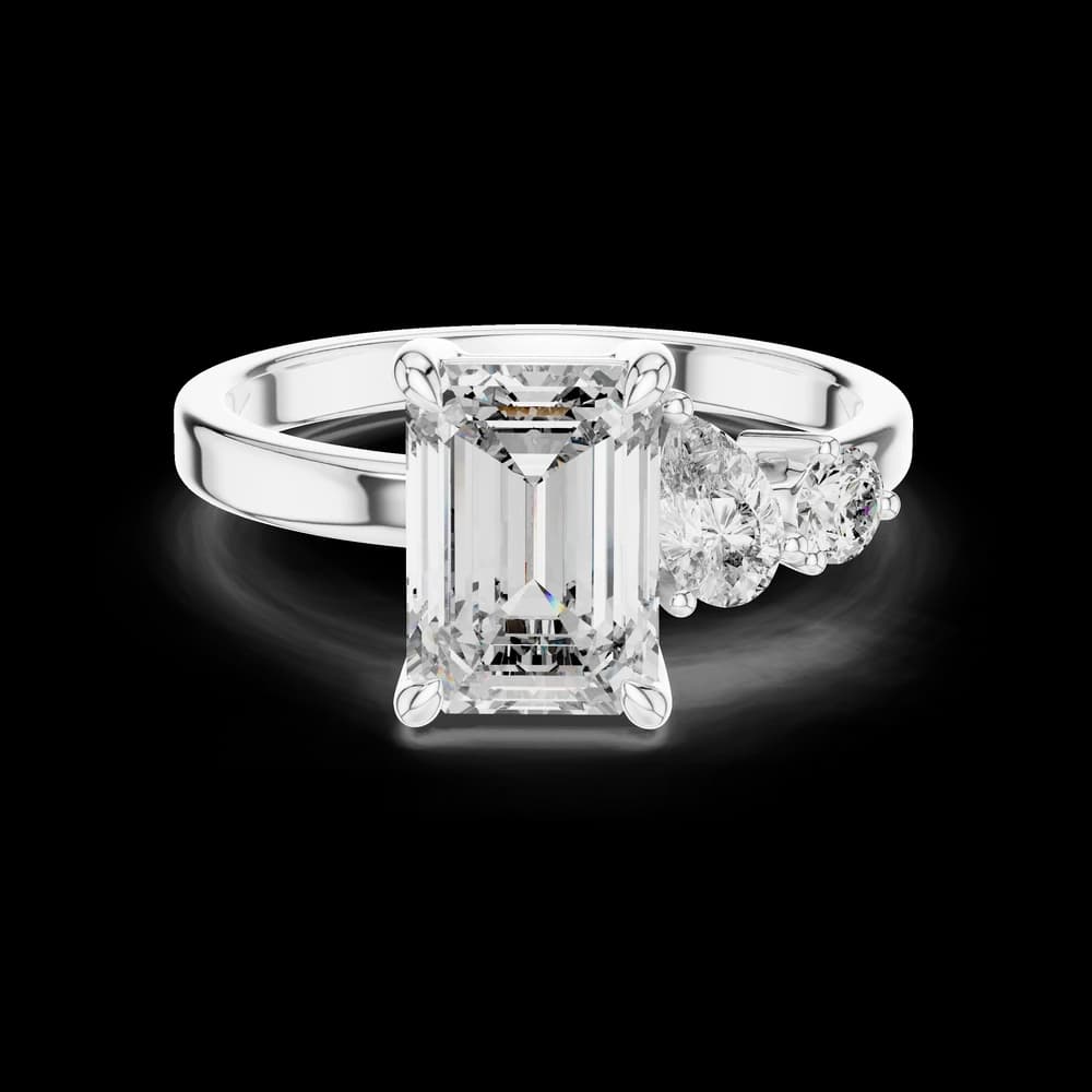 Modern Multi-Shape Side Stone Emerald Cut Lab Grown Diamond Ring - Image 2 Modern Multi-Shape Side Stone Emerald Cut Lab Grown Diamond Ring, view 2 of 5