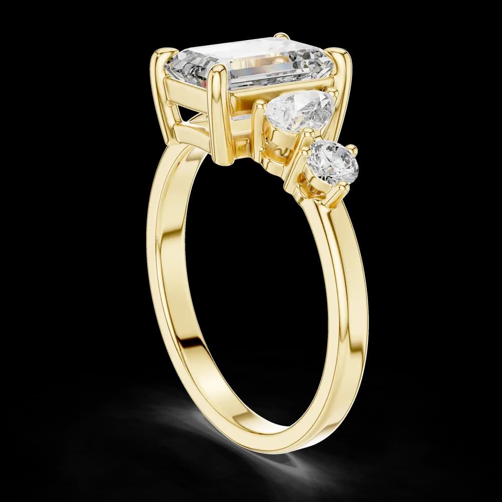 Modern Multi-Shape Side Stone Emerald Cut Lab Grown Diamond Ring - Image 4 Modern Multi-Shape Side Stone Emerald Cut Lab Grown Diamond Ring, view 4 of 5