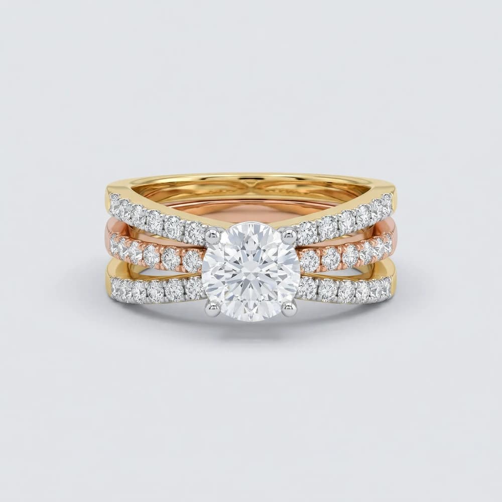 Layered Pave Crossover Lab Grown Diamond Ring - Image 1 Layered Pave Crossover Lab Grown Diamond Ring, view 1 of 2