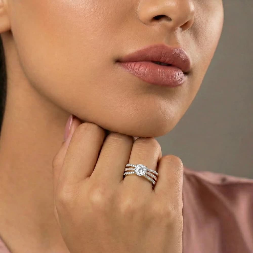 Layered Pave Crossover Lab Grown Diamond Ring - Image 2 Layered Pave Crossover Lab Grown Diamond Ring, view 2 of 2