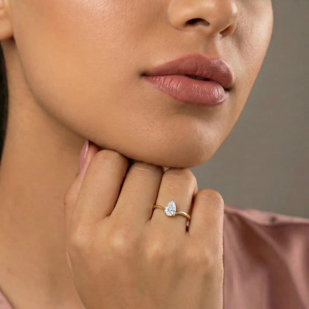 Classic Pear Solitaire Lab Grown Diamond Ring - Image 2 Classic Pear Solitaire Lab Grown Diamond Ring, view 2 of 3