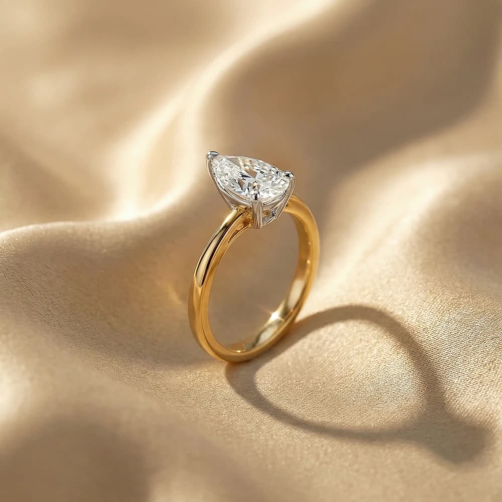 Classic Pear Solitaire Lab Grown Diamond Ring - Image 3 Classic Pear Solitaire Lab Grown Diamond Ring, view 3 of 3