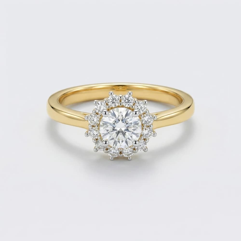 Sunburst Halo Solitaire Lab Grown Diamond Ring - Image 2 Sunburst Halo Solitaire Lab Grown Diamond Ring, view 2 of 3