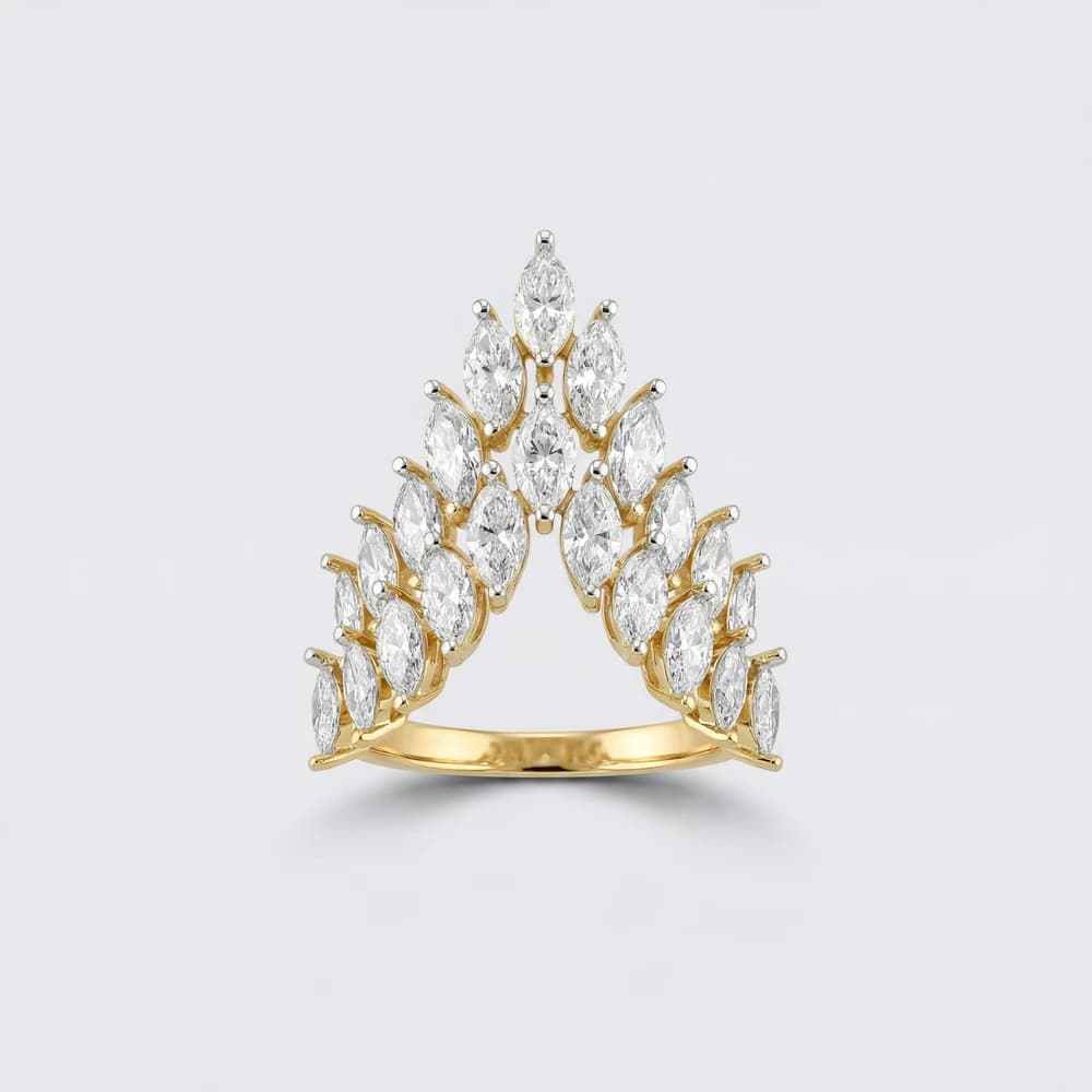 Cascading Marquise Statement Lab Grown Diamond Ring - Image 1 Cascading Marquise Statement Lab Grown Diamond Ring, view 1 of 3