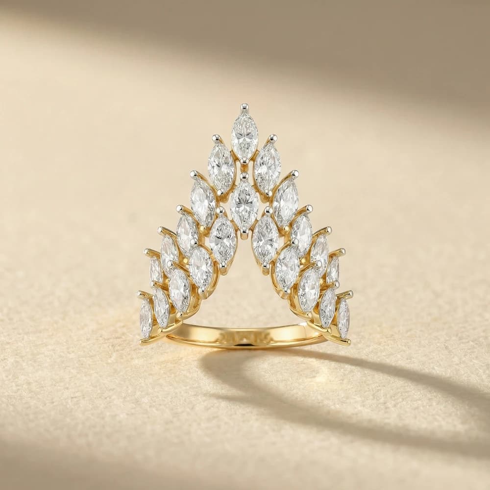 Cascading Marquise Statement Lab Grown Diamond Ring - Image 3 Cascading Marquise Statement Lab Grown Diamond Ring, view 3 of 3