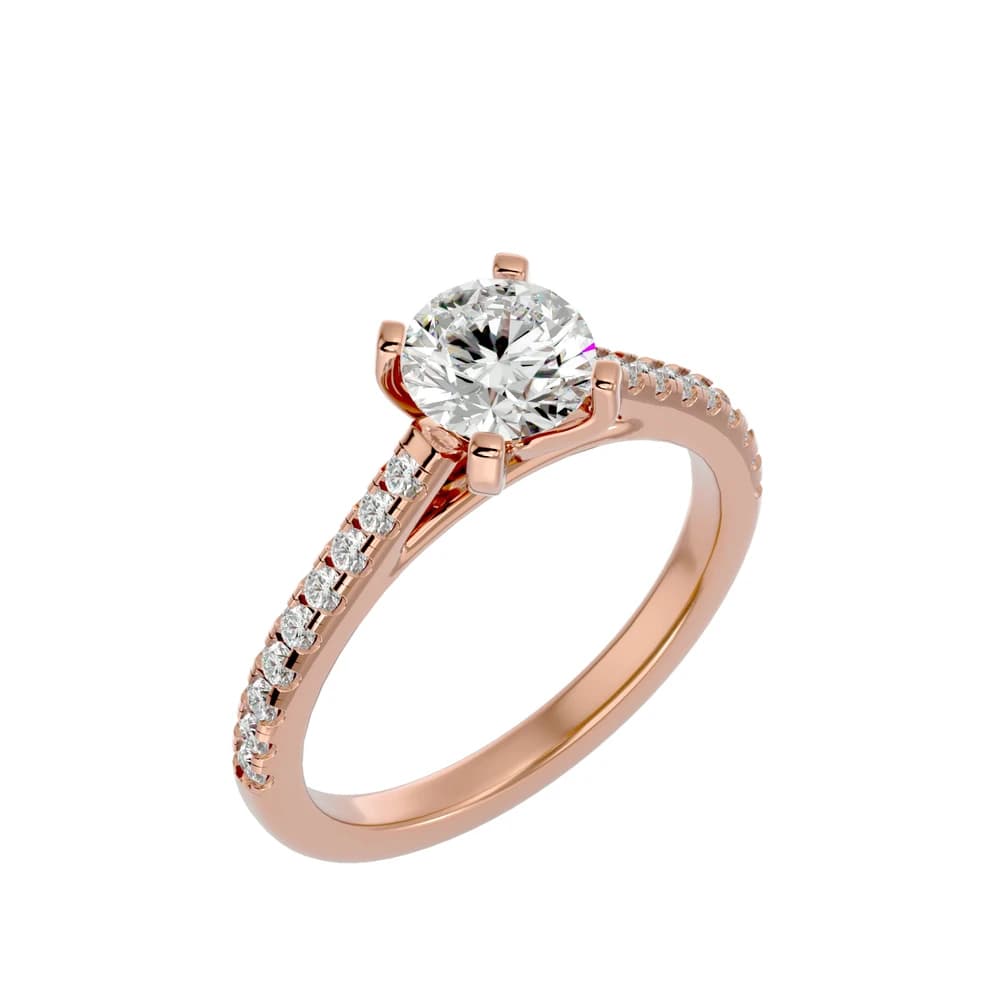 LuxeLine Pave Classic Lab Grown Dimond Solitaire riing - Image 1 LuxeLine Pave Classic Lab Grown Dimond Solitaire riing, view 1 of 2