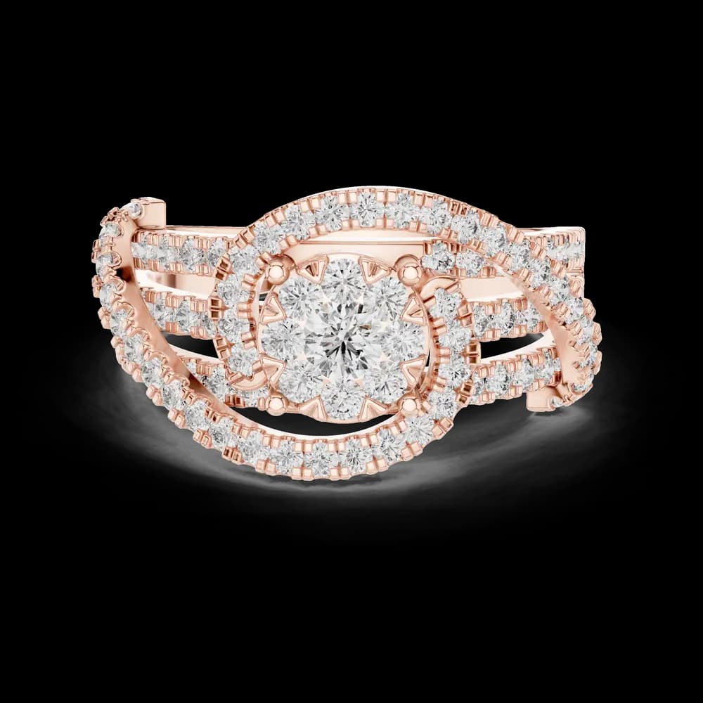 Swirl Band Central Cluster Lab Grown Diamond Ring - Image 1 Swirl Band Central Cluster Lab Grown Diamond Ring, view 1 of 5