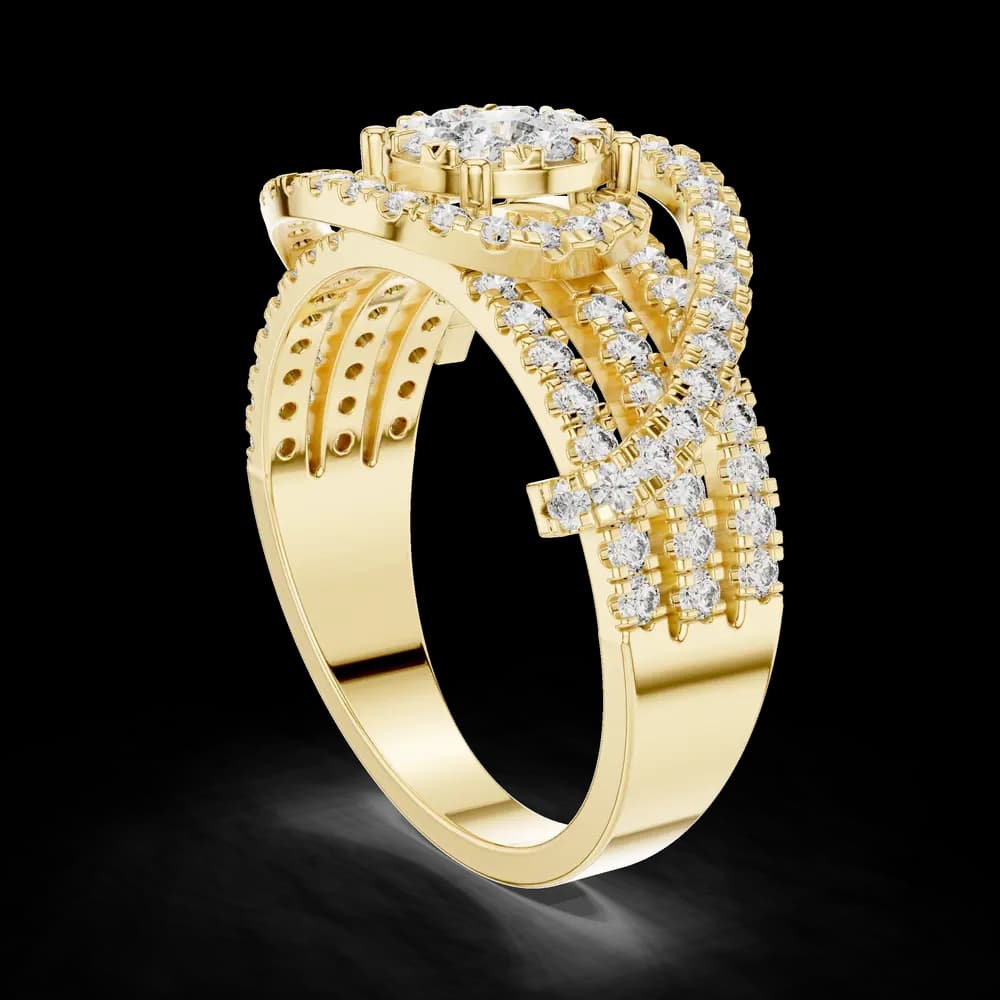 Swirl Band Central Cluster Lab Grown Diamond Ring - Image 3 Swirl Band Central Cluster Lab Grown Diamond Ring, view 3 of 5