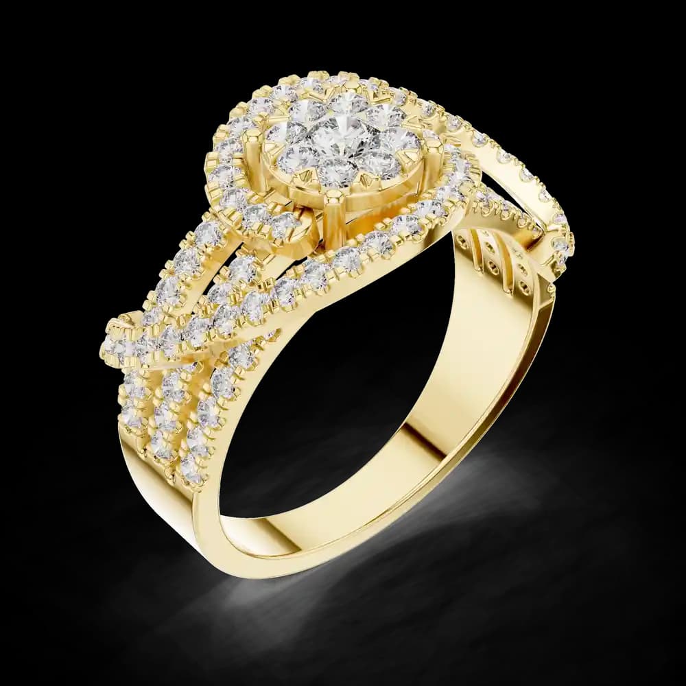 Swirl Band Central Cluster Lab Grown Diamond Ring - Image 4 Swirl Band Central Cluster Lab Grown Diamond Ring, view 4 of 5