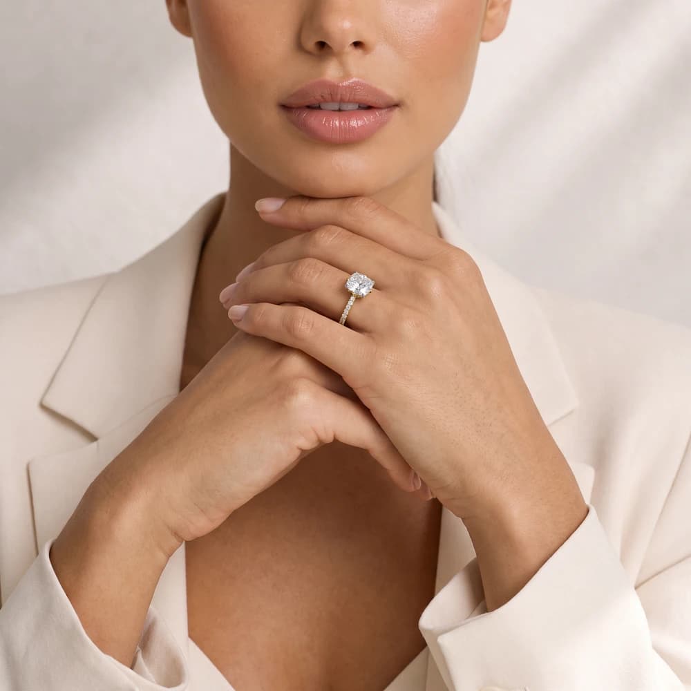 The Sovereign Crest Elongated Cushion Solitaire Ring - Image 3 The Sovereign Crest Elongated Cushion Solitaire Ring, view 3 of 5