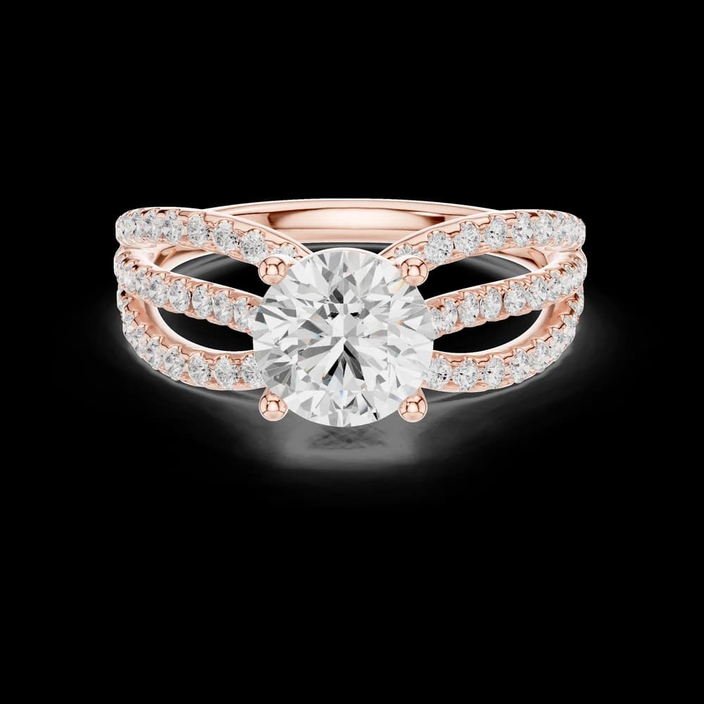Triple Row Pavé Split Shank Diamond Ring - Image 1 Triple Row Pavé Split Shank Diamond Ring, view 1 of 6