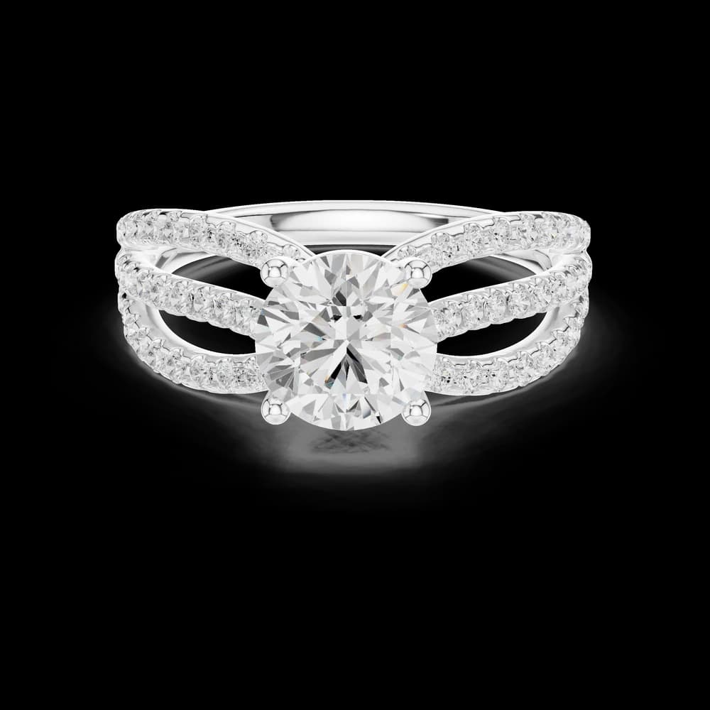 Triple Row Pavé Split Shank Diamond Ring - Image 2 Triple Row Pavé Split Shank Diamond Ring, view 2 of 6
