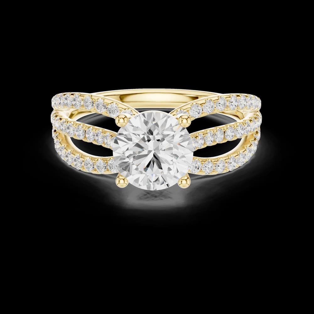 Triple Row Pavé Split Shank Diamond Ring - Image 3 Triple Row Pavé Split Shank Diamond Ring, view 3 of 6
