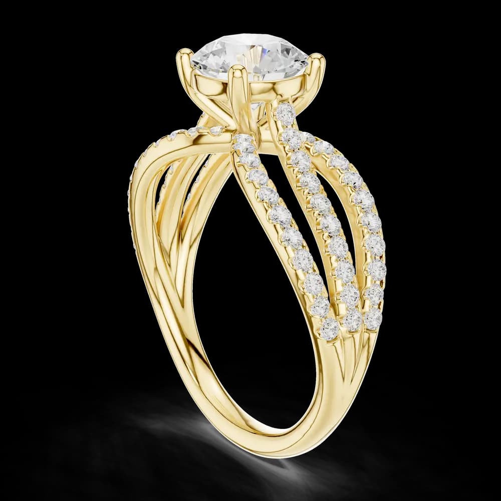 Triple Row Pavé Split Shank Diamond Ring - Image 4 Triple Row Pavé Split Shank Diamond Ring, view 4 of 6