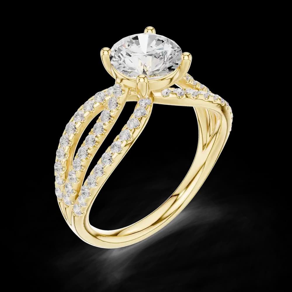 Triple Row Pavé Split Shank Diamond Ring - Image 5 Triple Row Pavé Split Shank Diamond Ring, view 5 of 6