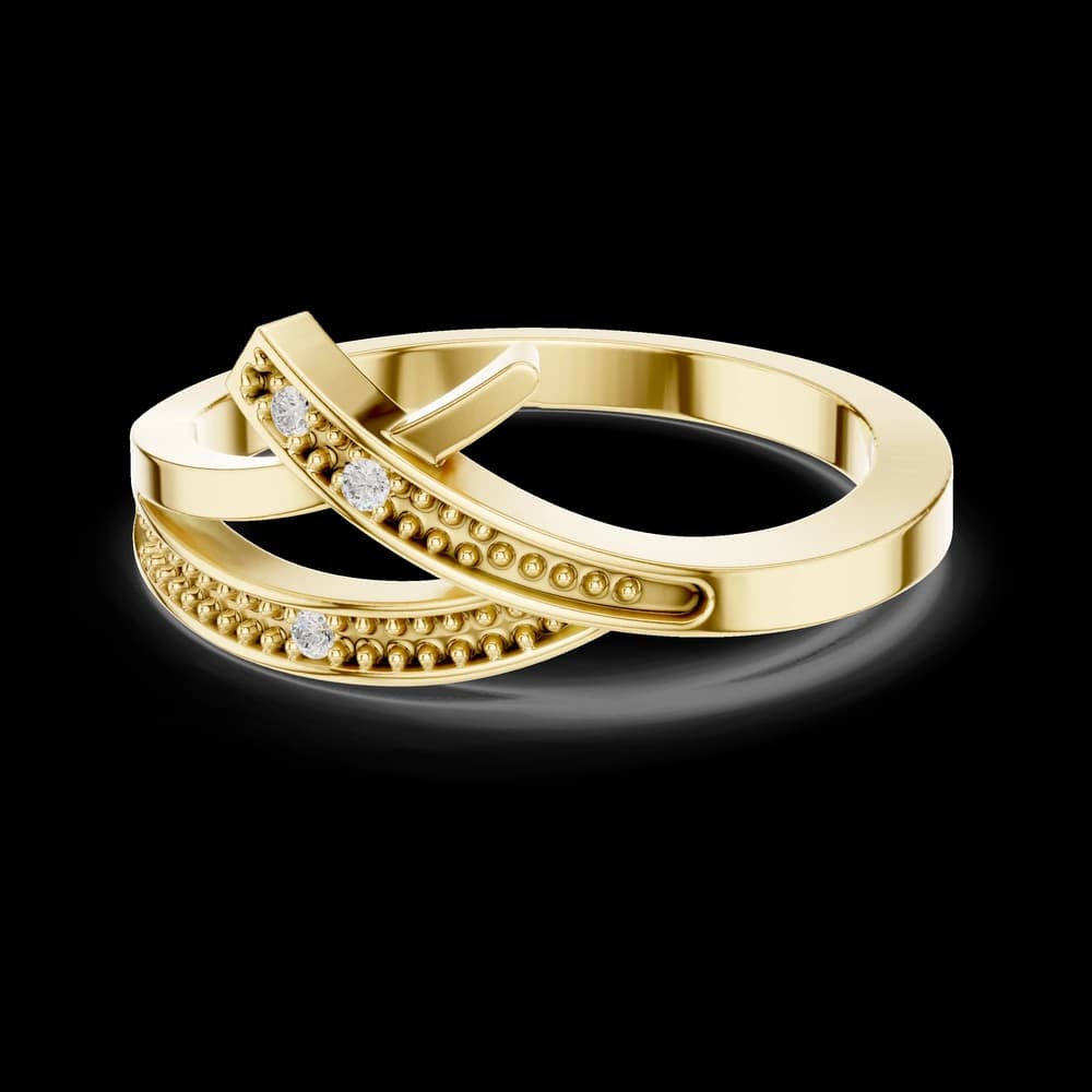 Modern Beaded Swirl Lab Grown Diamond Ring - Image 3 Modern Beaded Swirl Lab Grown Diamond Ring, view 3 of 6