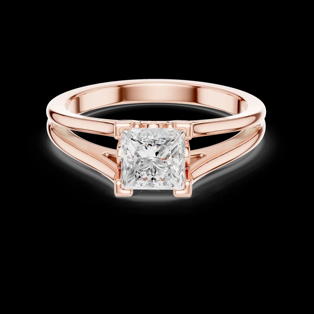 Princess Cut Gold Split Shank Lab Grown Diamond Ring - Image 1 Princess Cut Gold Split Shank Lab Grown Diamond Ring, view 1 of 6