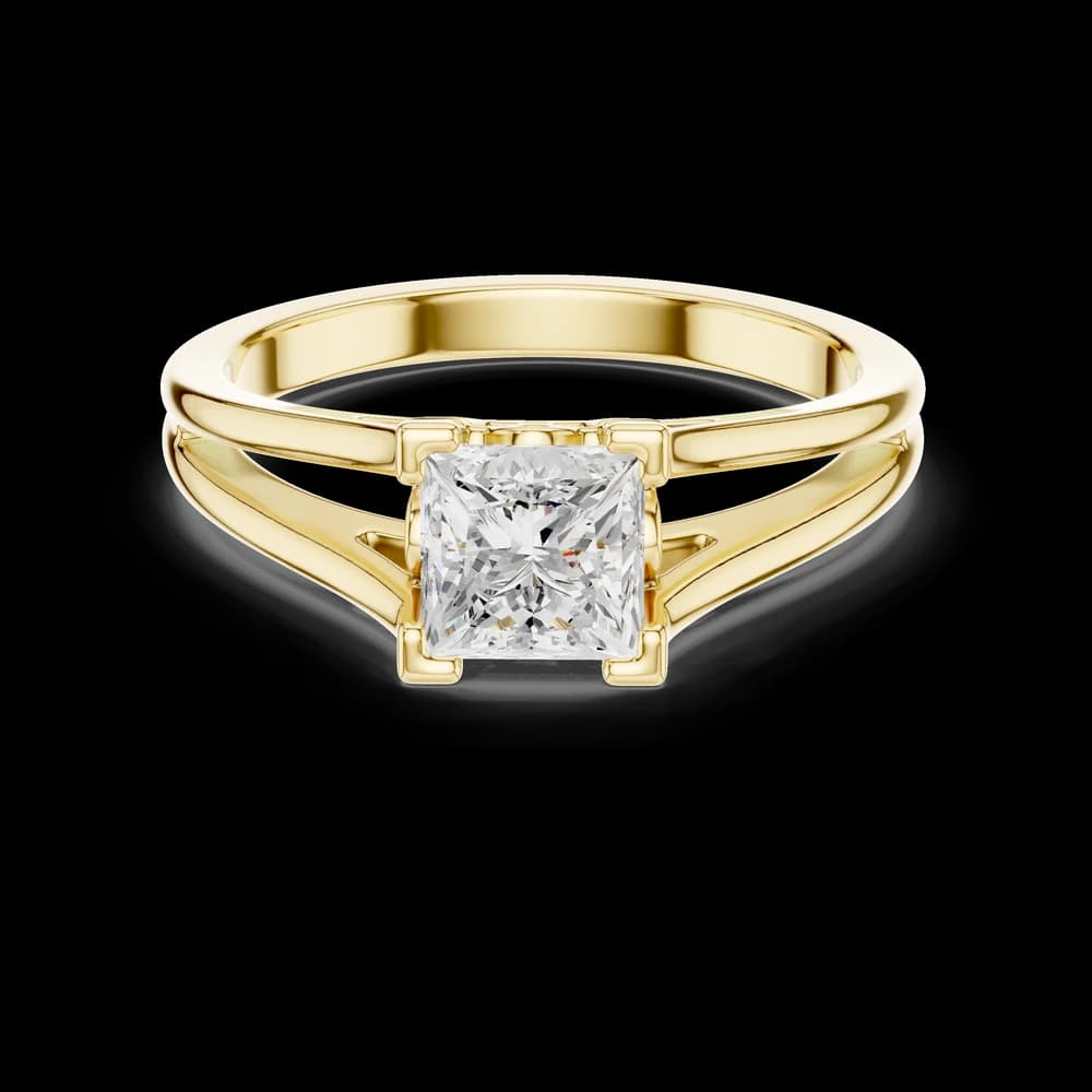 Princess Cut Gold Split Shank Lab Grown Diamond Ring - Image 3 Princess Cut Gold Split Shank Lab Grown Diamond Ring, view 3 of 6