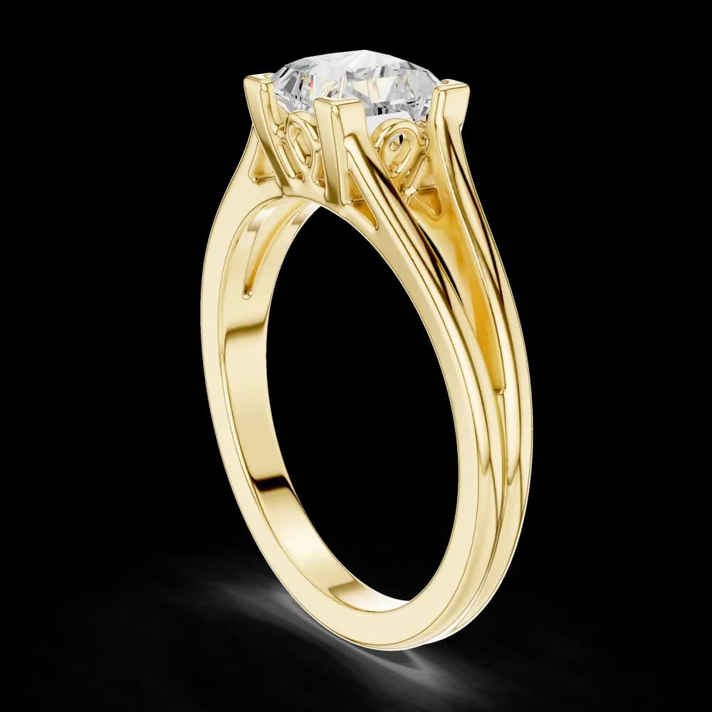 Princess Cut Gold Split Shank Lab Grown Diamond Ring - Image 4 Princess Cut Gold Split Shank Lab Grown Diamond Ring, view 4 of 6