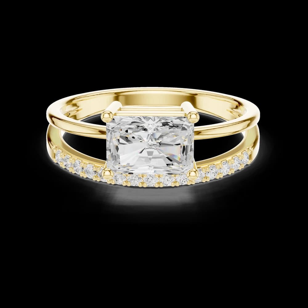 East-West Radiant Cut Split Band Lab Grown Diamond Ring - Image 3 East-West Radiant Cut Split Band Lab Grown Diamond Ring, view 3 of 6
