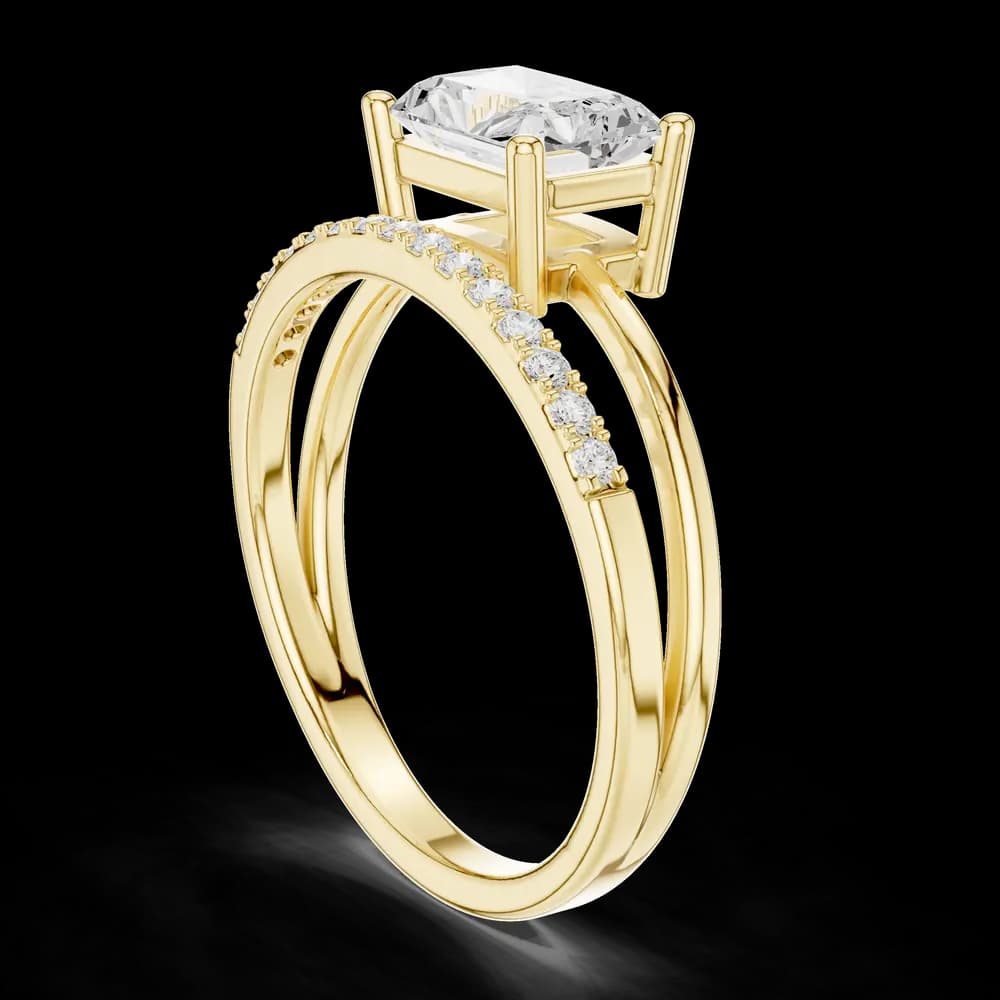 East-West Radiant Cut Split Band Lab Grown Diamond Ring - Image 4 East-West Radiant Cut Split Band Lab Grown Diamond Ring, view 4 of 6