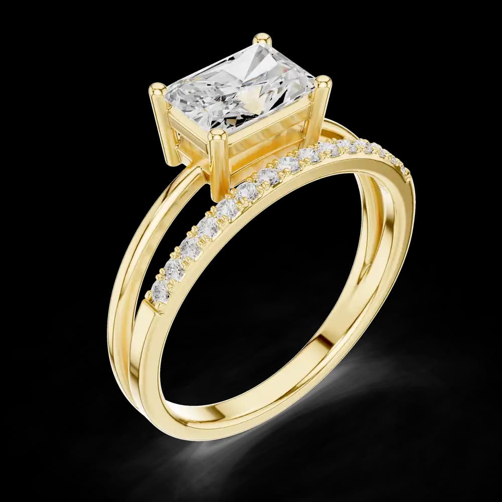 East-West Radiant Cut Split Band Lab Grown Diamond Ring - Image 5 East-West Radiant Cut Split Band Lab Grown Diamond Ring, view 5 of 6