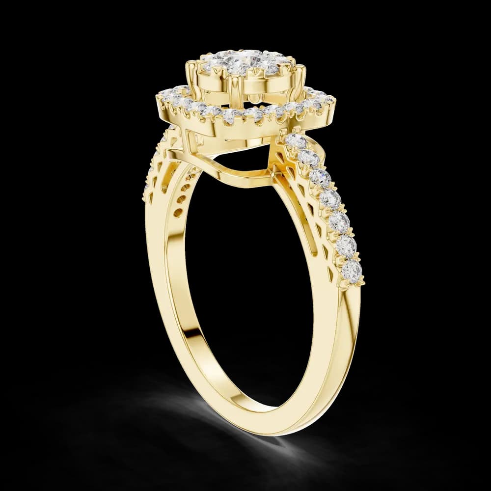 Square Cluster Double Halo Pavé Lab Grown Diamond Ring - Image 4 Square Cluster Double Halo Pavé Lab Grown Diamond Ring, view 4 of 6