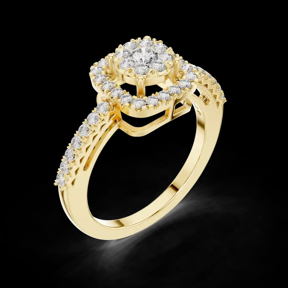 Square Cluster Double Halo Pavé Lab Grown Diamond Ring - Image 5 Square Cluster Double Halo Pavé Lab Grown Diamond Ring, view 5 of 6