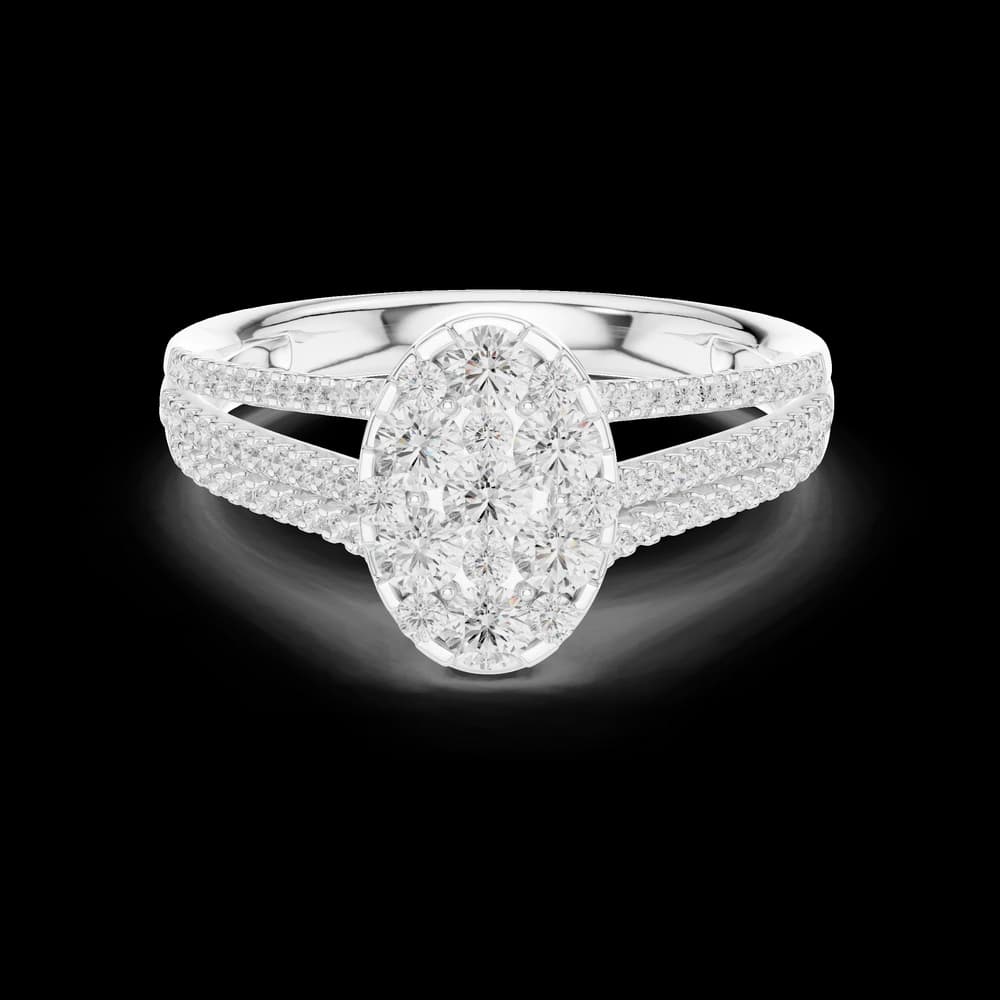 Oval Shape Round Diamond Cluster Lab Grown Fine Band Ring - Image 2 Oval Shape Round Diamond Cluster Lab Grown Fine Band Ring, view 2 of 6