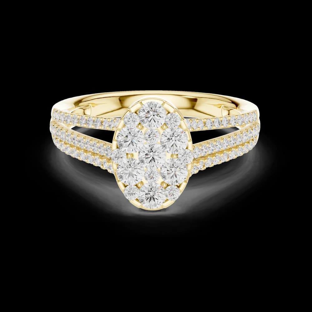Oval Shape Round Diamond Cluster Lab Grown Fine Band Ring - Image 3 Oval Shape Round Diamond Cluster Lab Grown Fine Band Ring, view 3 of 6