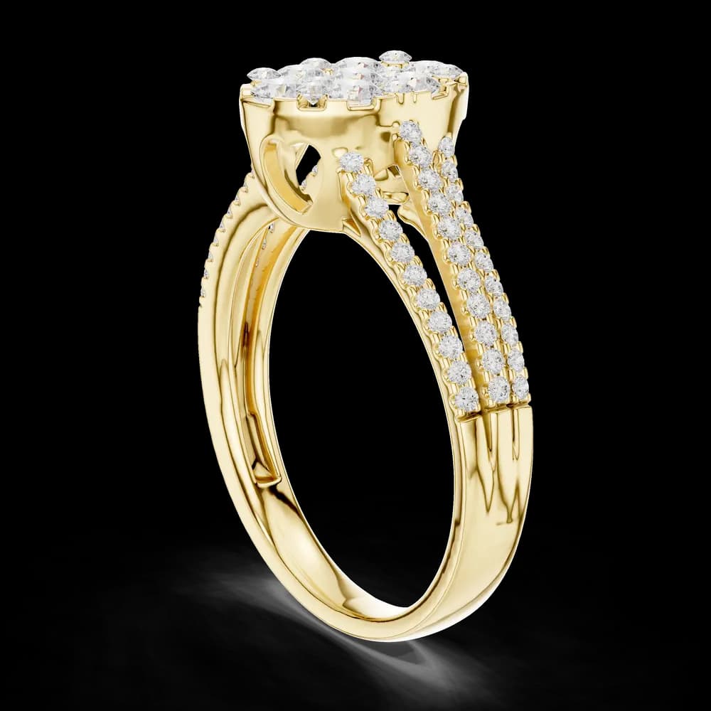 Oval Shape Round Diamond Cluster Lab Grown Fine Band Ring - Image 4 Oval Shape Round Diamond Cluster Lab Grown Fine Band Ring, view 4 of 6