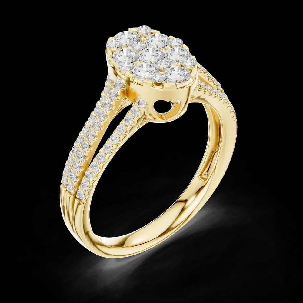 Oval Shape Round Diamond Cluster Lab Grown Fine Band Ring - Image 5 Oval Shape Round Diamond Cluster Lab Grown Fine Band Ring, view 5 of 6