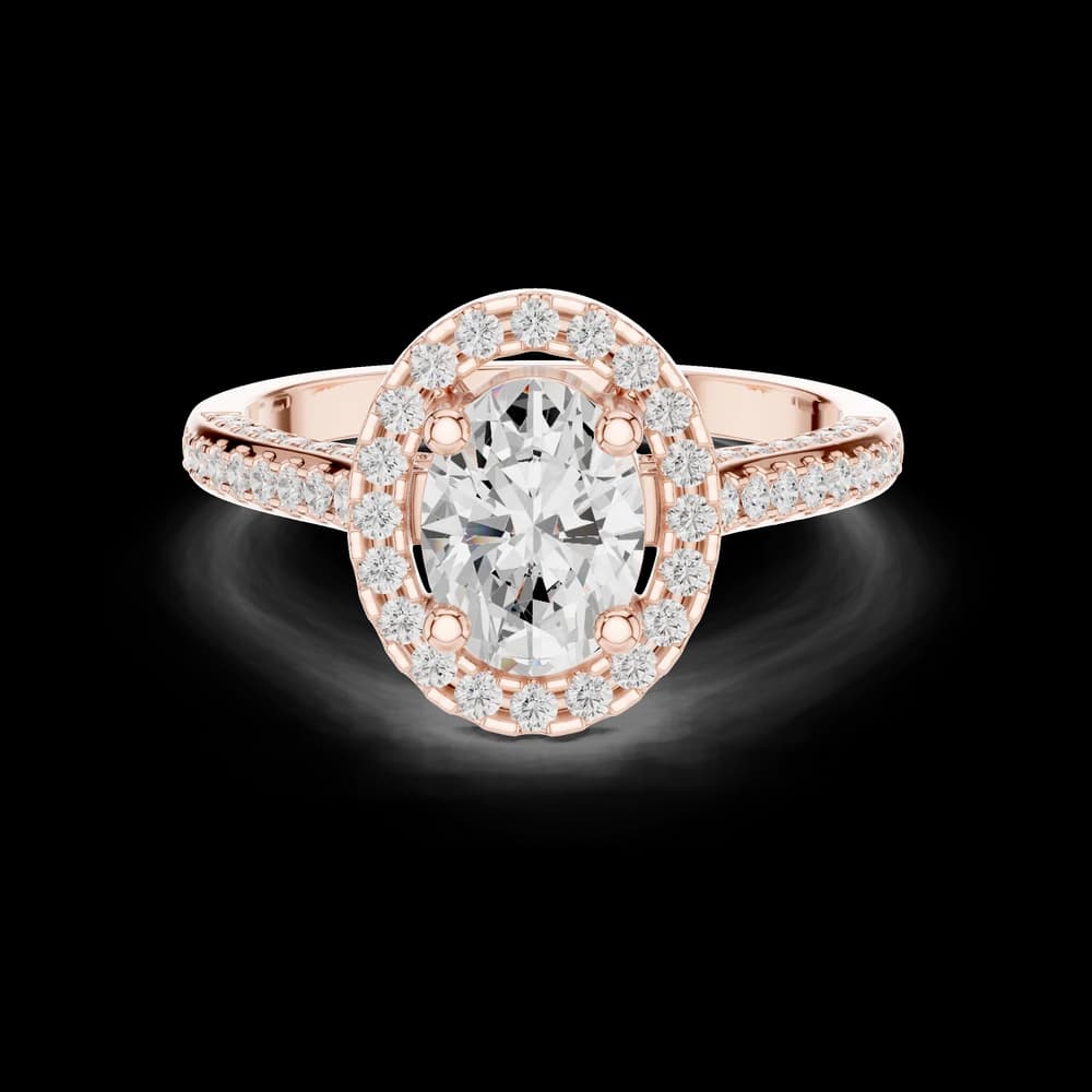 Oval Accent Pave Lab Grown Diamond Ring - Image 1 Oval Accent Pave Lab Grown Diamond Ring, view 1 of 6