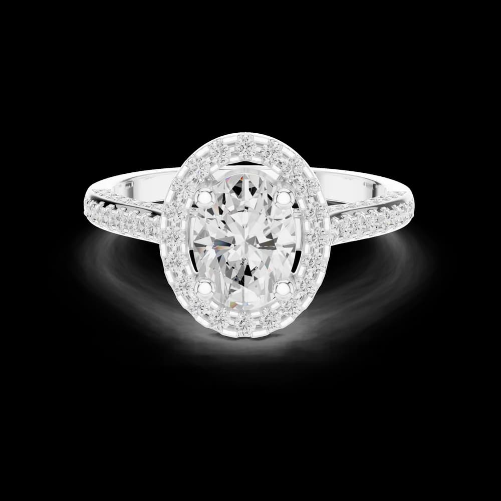 Oval Accent Pave Lab Grown Diamond Ring - Image 2 Oval Accent Pave Lab Grown Diamond Ring, view 2 of 6